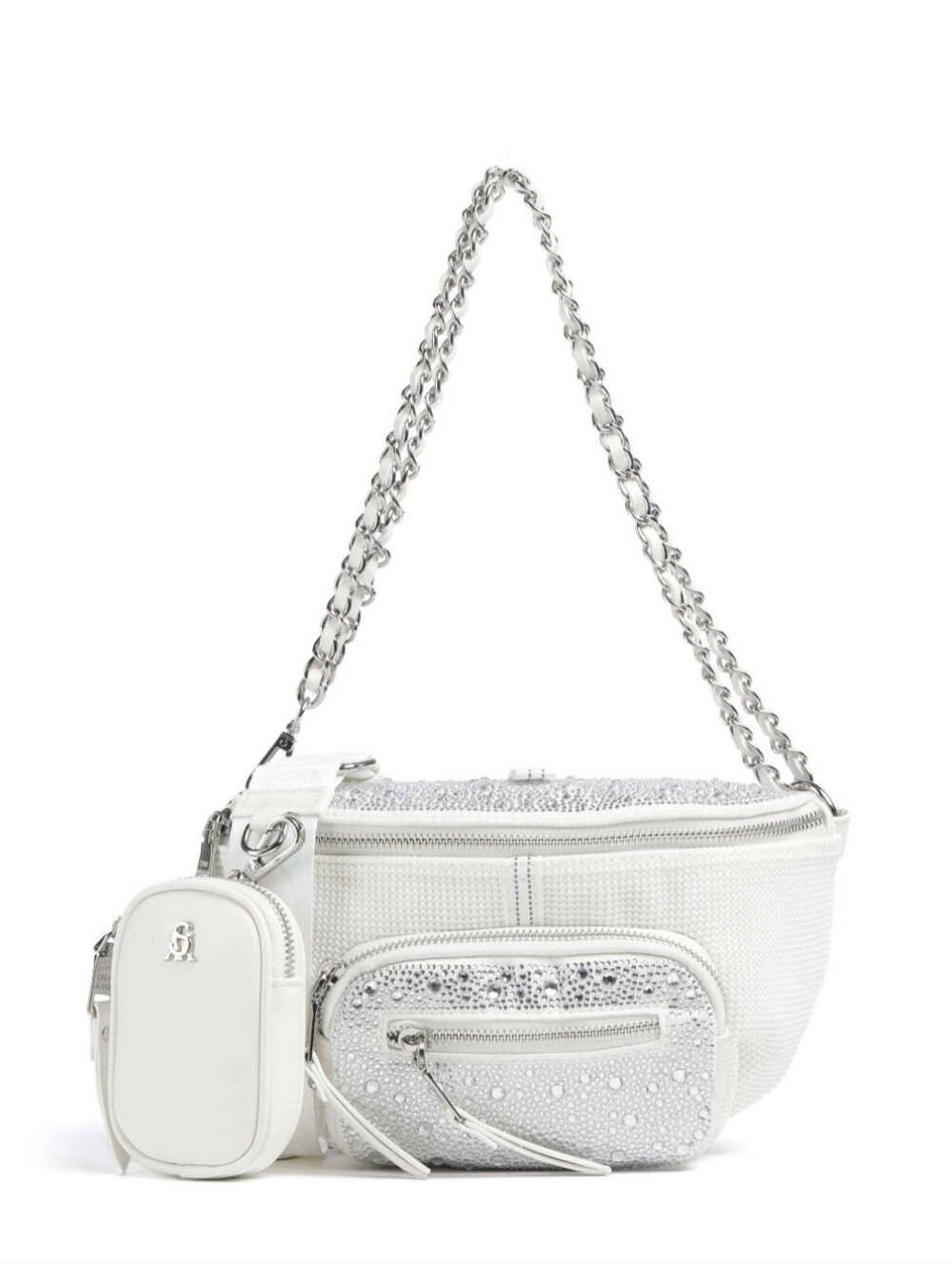 Steve Madden Maxima Rhinestone Crossbody Bag White Multi